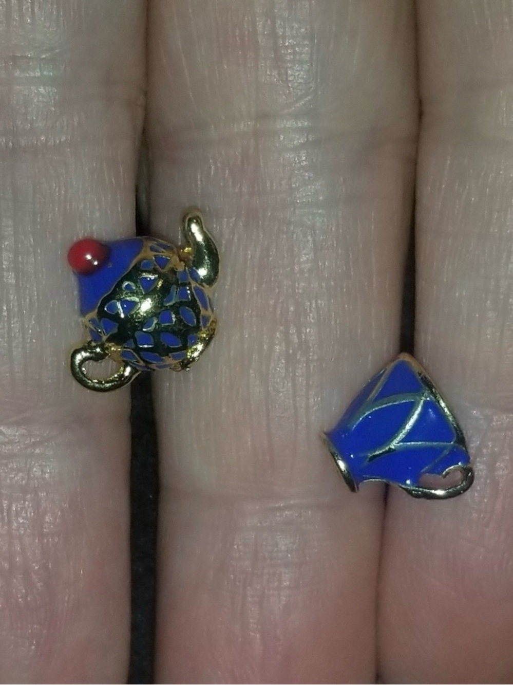 Kate Spade “Tea Time” blue & gold teapot & teacup stud earrings - Picture 5 of 5